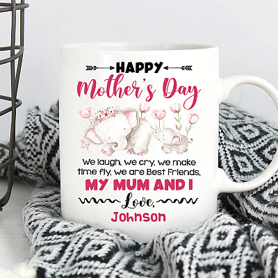 Alternative view of Personalized My Mum And I We Are Best Friends Coffee Mug - Beer Stein - Water Bottle - Color Changing Mug