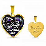 I'm Not a Widow I'm a Wife to a Husband with Wings Floral Heart Pendant Necklace - Heart Luxury Necklace (Gold Plated)