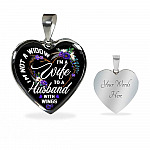 I'm Not a Widow I'm a Wife to a Husband with Wings Floral Heart Pendant Necklace - Heart Luxury Necklace (Silver)