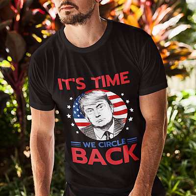 Alternative view of It's Time We Circle Back Trump Flag T-Shirt - V-Neck Tee - Pro Trump 2024 Shirt