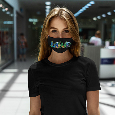 Alternative view of Love Earth Day Washable Reusable Custom - Printed Cloth Face Mask Cover