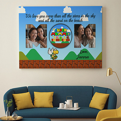 Alternative view of Custom Photo Super Mommio Funny Nerdy Mommy Video Gaming Lover Mother's Day Personalized Canvas Poster Decor