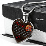 To My Fire Wife Thank You So Much For Your Never-Ending Patience Love Your Husband Heart Pendant Necklace