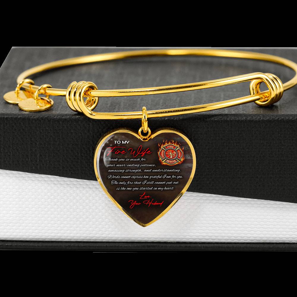 To My Fire Wife Thank You So Much For Your Never-Ending Patience Love Your Husband Heart Pendant Necklace