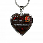 To My Fire Wife Thank You So Much For Your Never-Ending Patience Love Your Husband Heart Pendant Necklace