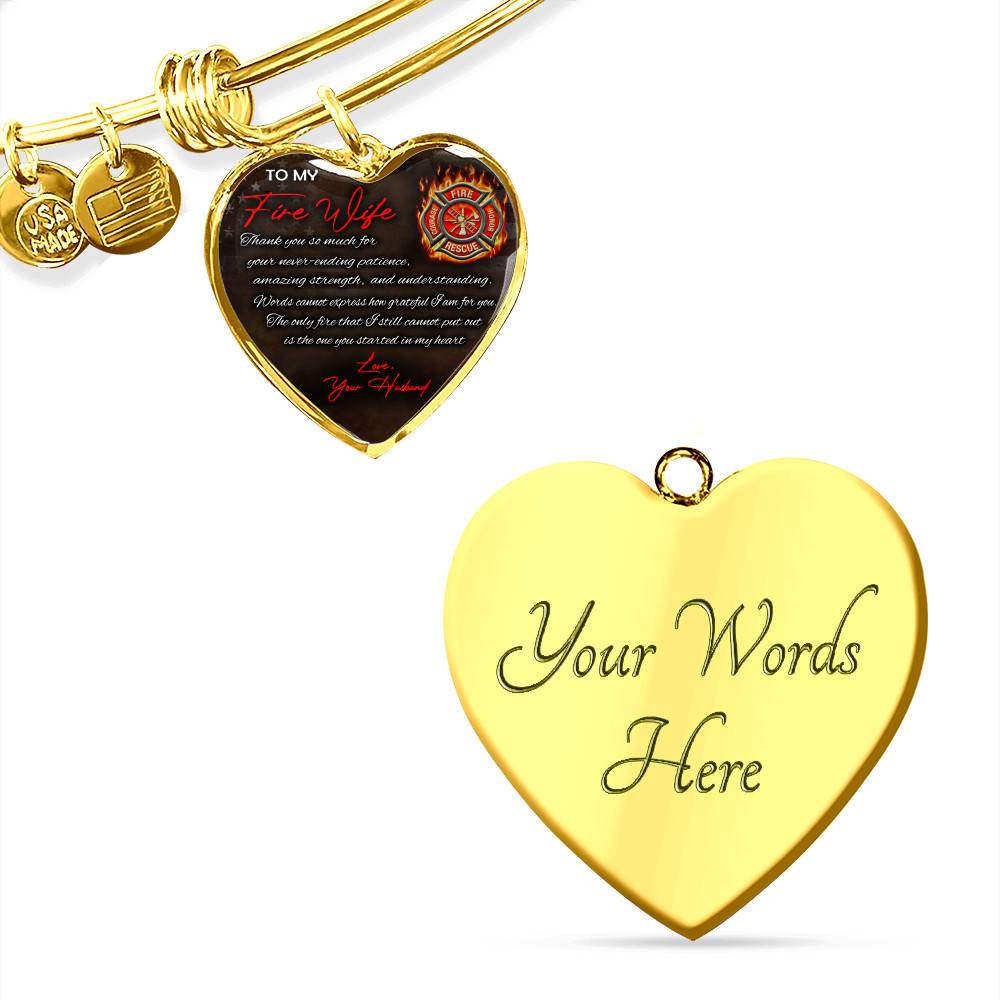 To My Fire Wife Thank You So Much For Your Never-Ending Patience Love Your Husband Heart Pendant Necklace