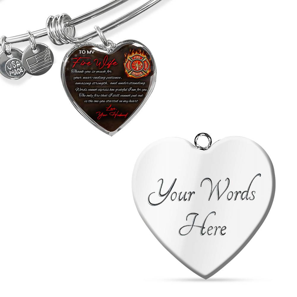 To My Fire Wife Thank You So Much For Your Never-Ending Patience Love Your Husband Heart Pendant Necklace