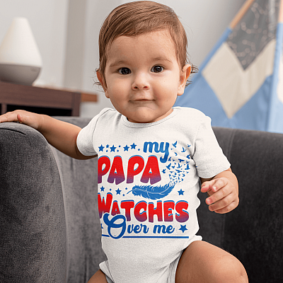 Alternative view of My Papa Watches Over Me Baby Onesie - Baby Infant Bodysuit
