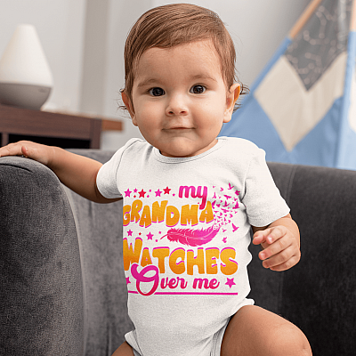 Alternative view of My Grandma Watches Over Me Baby Onesie - Baby Infant Bodysuit