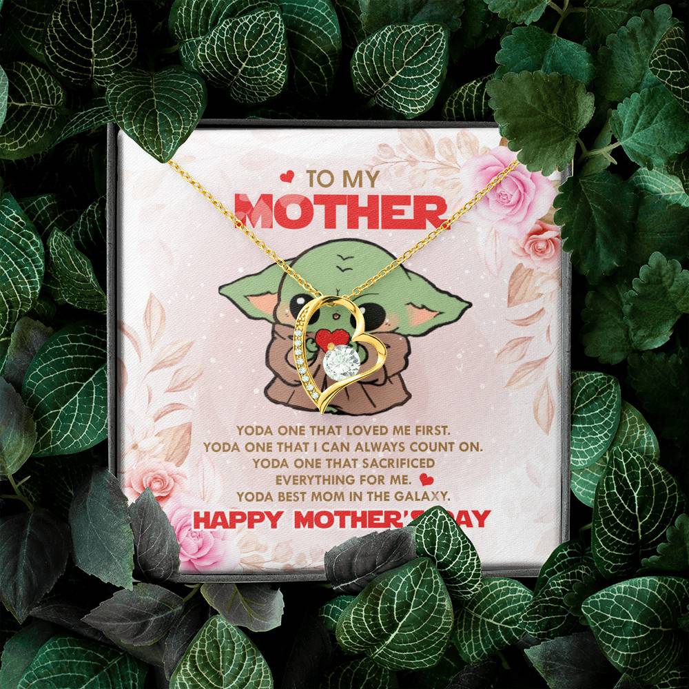To My Mother Baby Yoda Best Mom In The Galaxy Happy Mother's Day Forever Love Pendant Necklace