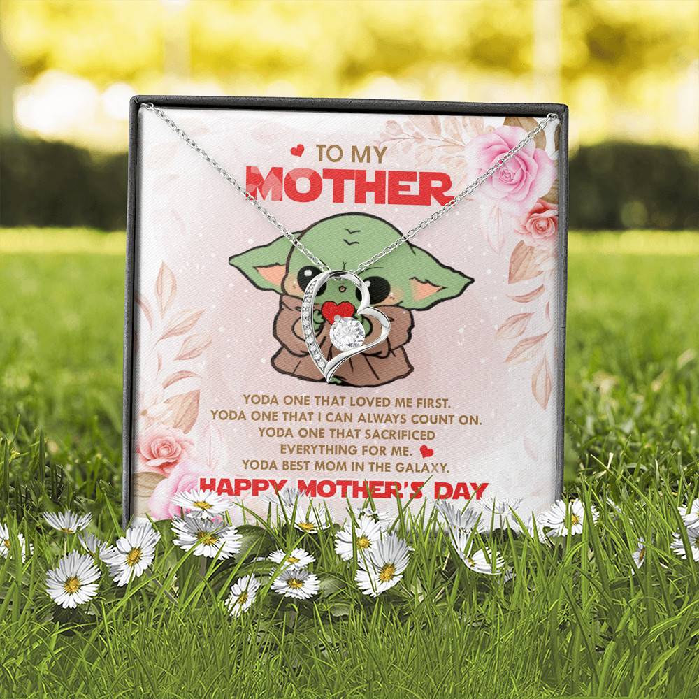 To My Mother Baby Yoda Best Mom In The Galaxy Happy Mother's Day Forever Love Pendant Necklace