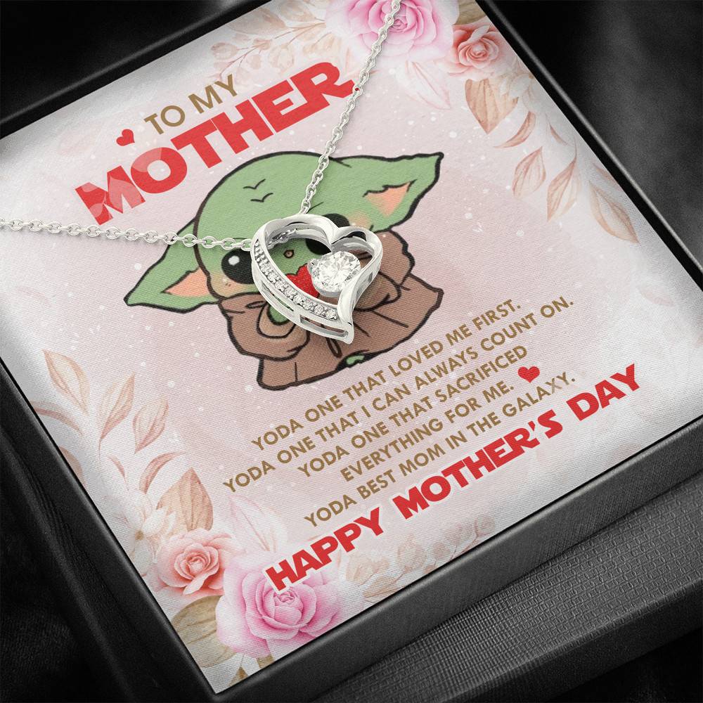 To My Mother Baby Yoda Best Mom In The Galaxy Happy Mother's Day Forever Love Pendant Necklace