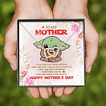 To My Mother Baby Yoda Best Mom In The Galaxy Happy Mother's Day Joined Interlocking Hearts Pendant Necklace