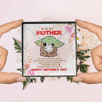 To My Mother Baby Yoda Best Mom In The Galaxy Happy Mother's Day Love Knot Pendant Necklace
