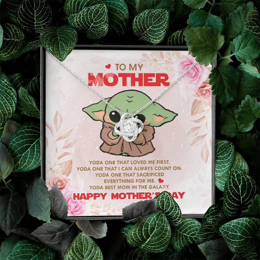 To My Mother Baby Yoda Best Mom In The Galaxy Happy Mother's Day Love Knot Pendant Necklace