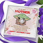 To My Mother Baby Yoda Best Mom In The Galaxy Happy Mother's Day Love Knot Pendant Necklace