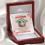 To My Mother Baby Yoda Best Mom In The Galaxy Happy Mother's Day Love Knot Pendant Necklace