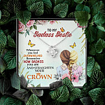 To My Badass Bestie Whenever You Feel Overwhelmed Remember Straighten Your Crown Love Knot Necklace