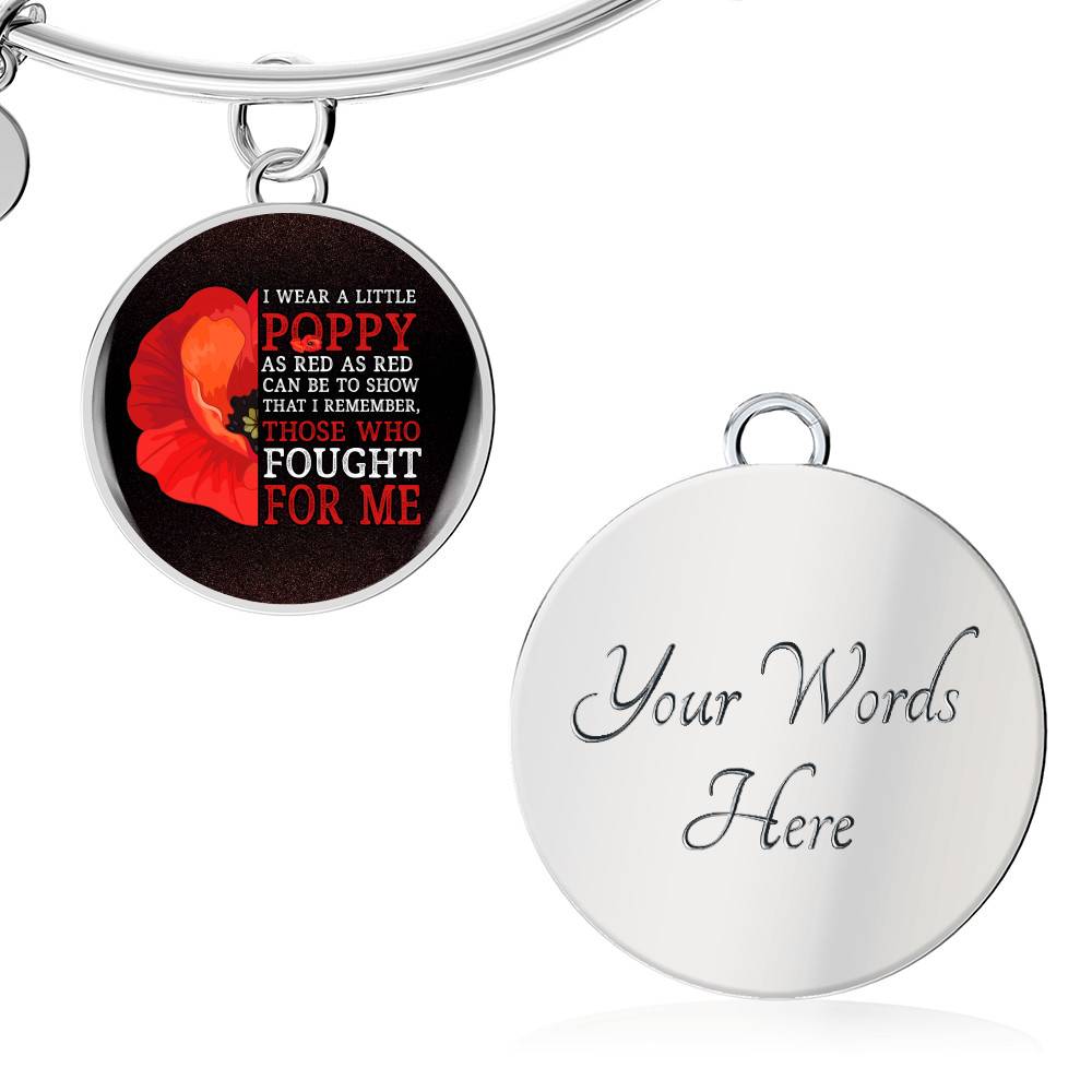 Veteran I Wear a Little Poppy as Red as Red Can Be to Show That I Remember Those Who Fought Circle Pendant Necklace