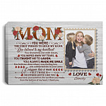 Custom Photo Thank You Mom, White, 0.75'' Framed Canvas