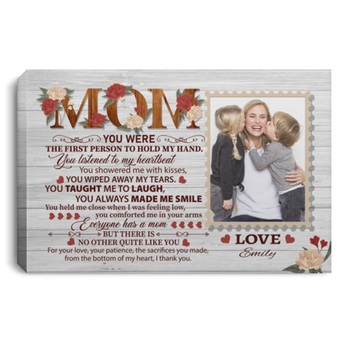 Custom Photo Thank You Mom, White, 0.75'' Framed Canvas