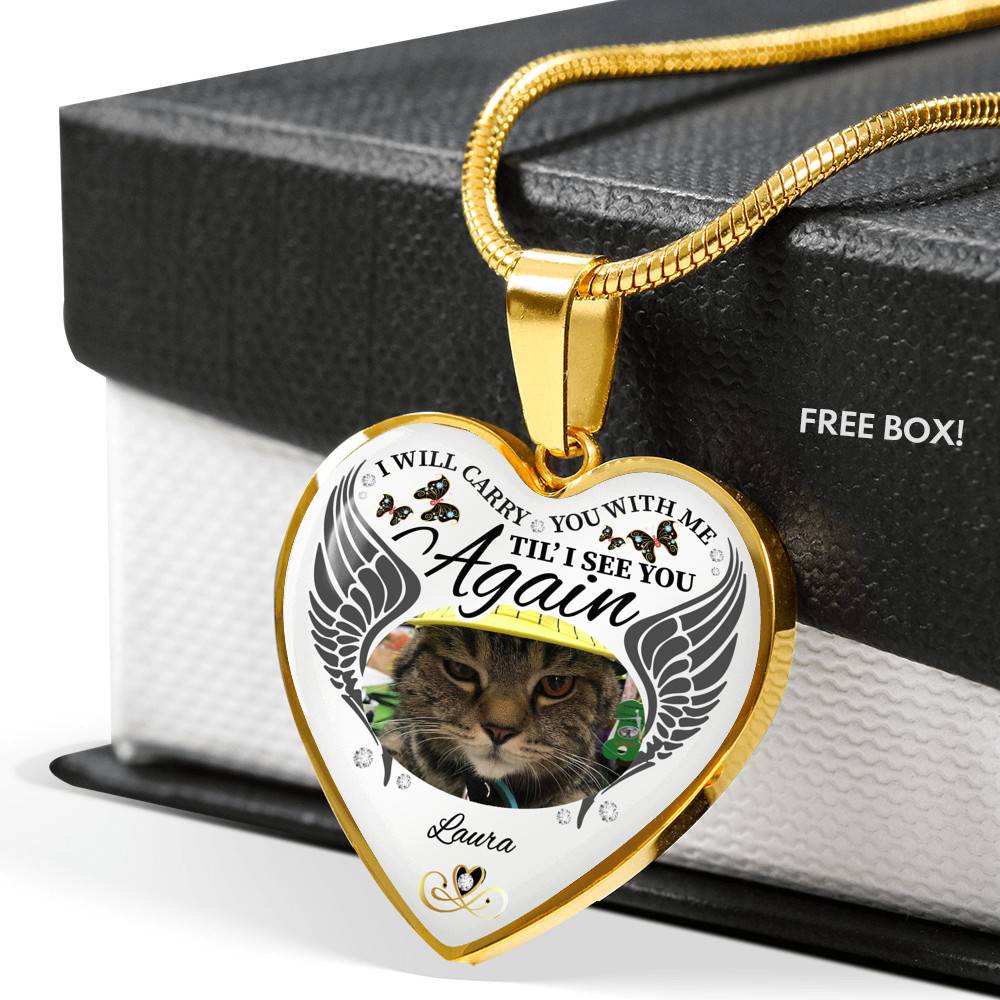 Personalized Photo I Will Carry You With Me Til' I See You Again Pet Memorial Luxury Heart Pendant Necklace - Heart Bangle Personalized Photo I Will Carry You With Me Til' I See You Again Pet Memorial Luxury Heart Pendant Necklace - Heart Bangle