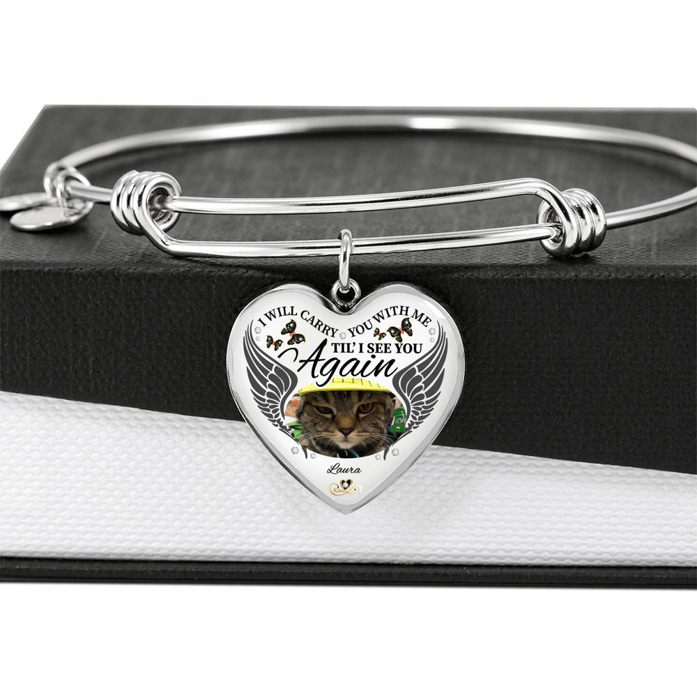 Personalized Photo I Will Carry You With Me Til' I See You Again Pet Memorial Luxury Heart Pendant Necklace - Heart Bangle Personalized Photo I Will Carry You With Me Til' I See You Again Pet Memorial Luxury Heart Pendant Necklace - Heart Bangle