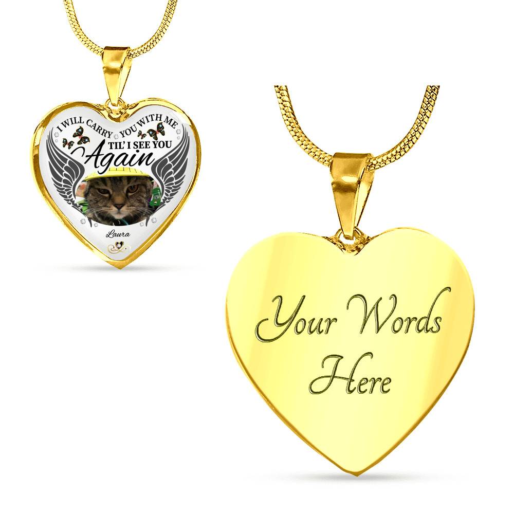 Personalized Photo I Will Carry You With Me Til' I See You Again Pet Memorial Luxury Heart Pendant Necklace - Heart Bangle Personalized Photo I Will Carry You With Me Til' I See You Again Pet Memorial Luxury Heart Pendant Necklace - Heart Bangle