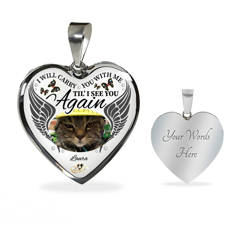 Personalized Photo I Will Carry You With Me Til' I See You Again Pet Memorial Luxury Heart Pendant Necklace - Heart Bangle Personalized Photo I Will Carry You With Me Til' I See You Again Pet Memorial Luxury Heart Pendant Necklace - Heart Bangle