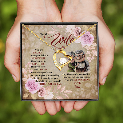 Alternative view of Personalized To My Wife You Are Braver Than You Believe From Husband Forever Love Heart Pendant Necklace