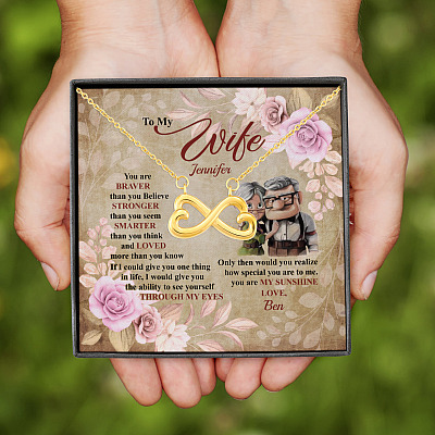 Alternative view of Personalized To My Wife You Are Braver Than You Believe From Husband Infinity Heart Pendant Necklace