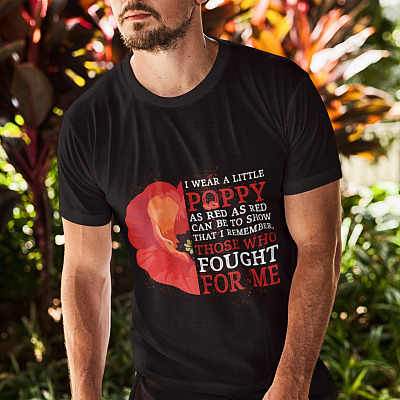 Alternative view of I Wear a Little Poppy as Red as Red Can Be to Show That I Remember T-Shirt - Veteran Memorial Gifts Shirt