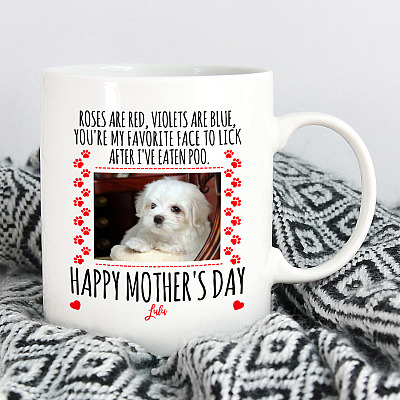 Alternative view of Personalized Custom Photo Roses Are Red Violets Are Blue You're My Favorite Face To Lick Dog Mom Coffee Mug