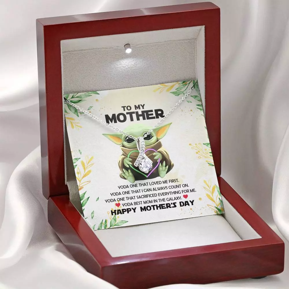 Baby Yoda To My Mother Yoda Best Mom In The Galaxy Happy Mother's Day Alluring Beauty Necklace