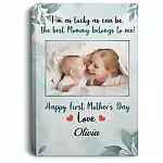 Personalized Custom Photo mother's day potrait, White, 0.75'' Framed Canvas