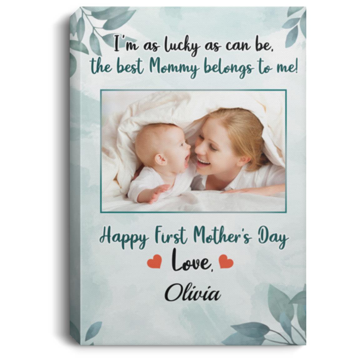 Personalized Custom Photo mother's day potrait, White, 0.75'' Framed Canvas
