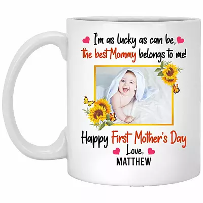 Personalized Custom Photo mother's day mug, White, 11 oz. White Mug