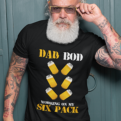 Alternative view of Funny Beer Father's Day Gift Dad Bod Working on My Six Pack T-Shirt - V-Neck Tee
