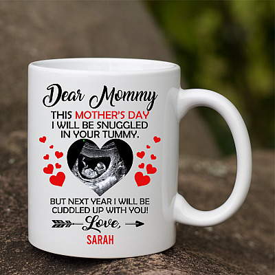 Alternative view of Personalized Photo Dear Mommy This Mother's Day I Will Be Snuggled In Your Tummy Ceramic Coffee Mug - Water Bottle