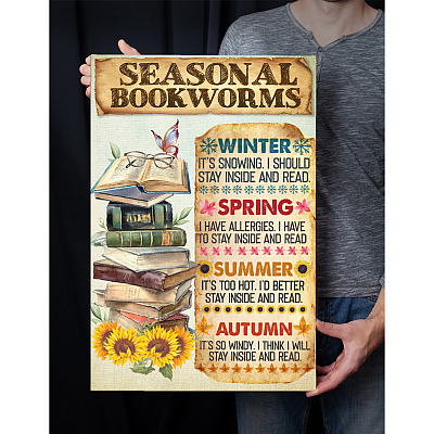 Alternative view of Seasonal Bookworms Winter It's Snowing I Should Stay Inside and Read Framed Canvas - Unframed Poster