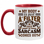 Filter Shirt, White/Red, 11 oz. Accent Mug