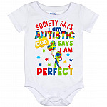 Society Says I'm Autistic, White, Baby Onesie - 12 Month