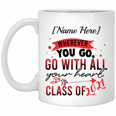 Personalized Go With All Your, White, 11 oz. White Mug