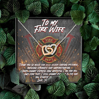 To My Fire Wife Thank You So Much for Your Never-Ending Patience Amazing Strength Infinty Heart Pendant Necklace