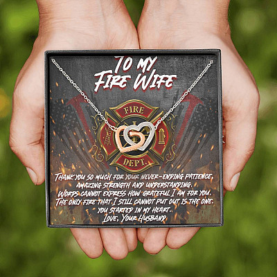 To My Fire Wife Thank You So Much for Your Never-Ending Patience Amazing Strength Infinty Heart Pendant Necklace