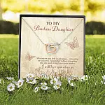 To My Badass Daughter Whenever You Feel Unworthy Unloved Straighten Your Crown Interlocking Hearts Necklace