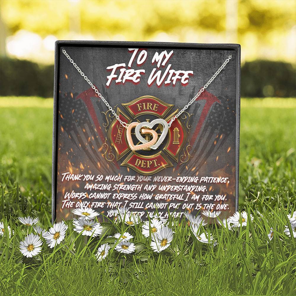 To My Fire Wife Thank You So Much for Your Never-Ending Patience Amazing Strength Infinty Heart Pendant Necklace