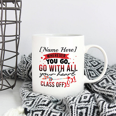 Alternative view of Personalized Go With All Your Heart Class Of 2021 Coffee Mug - Beer Stein - Water Bottle - Color Changing Mug