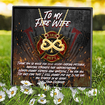 Alternative view of To My Fire Wife Thank You So Much for Your Never-Ending Patience Amazing Strength Infinty Heart Pendant Necklace