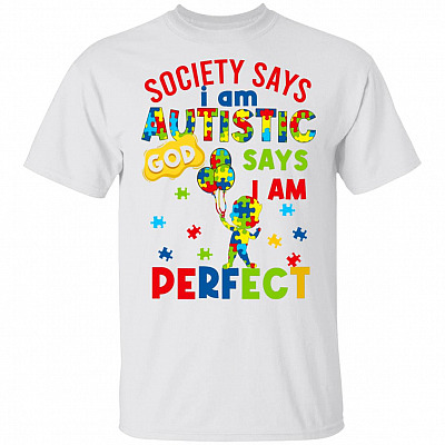 Society Say I'm Autistic, White, Youth T-Shirt